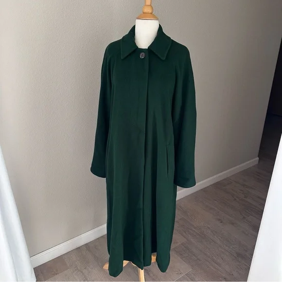 Casual Corner 100% Wool Dark Green Trench Over Coat - Picture 3 of 13